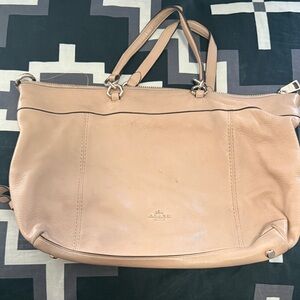 Coach Beige Leather Tote Bag